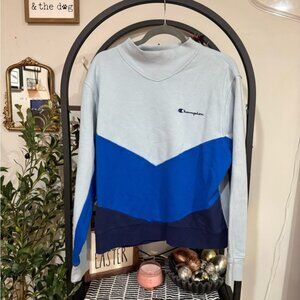 Champion Blue Cowl Neck Sweater with Color Block Design size xl